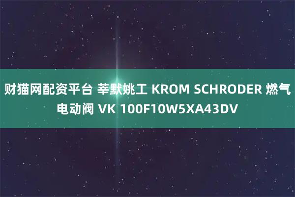 财猫网配资平台 莘默姚工 KROM SCHRODER 燃气电动阀 VK 100F10W5XA43DV